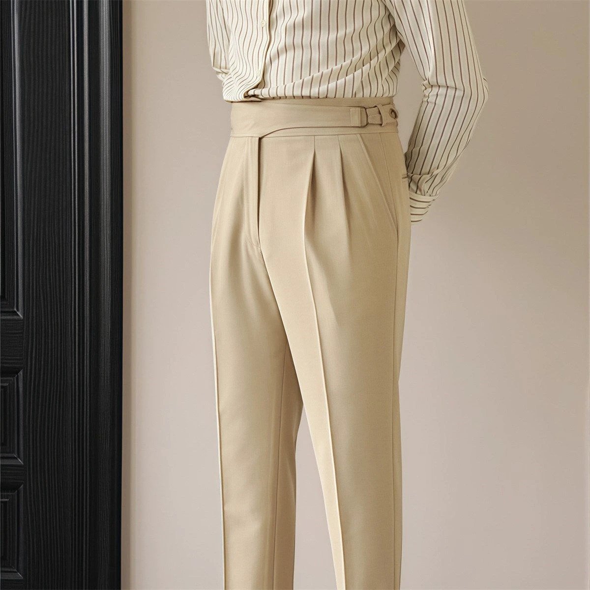 Men's Retro Business Casual Paris Buckle Pants