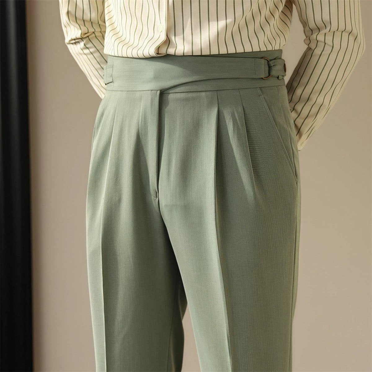 Men's Retro Business Casual Paris Buckle Pants