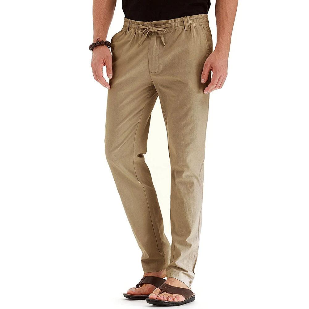 Me's Business Casual Loose Large Size Elastic Waist With Solid Color Pants