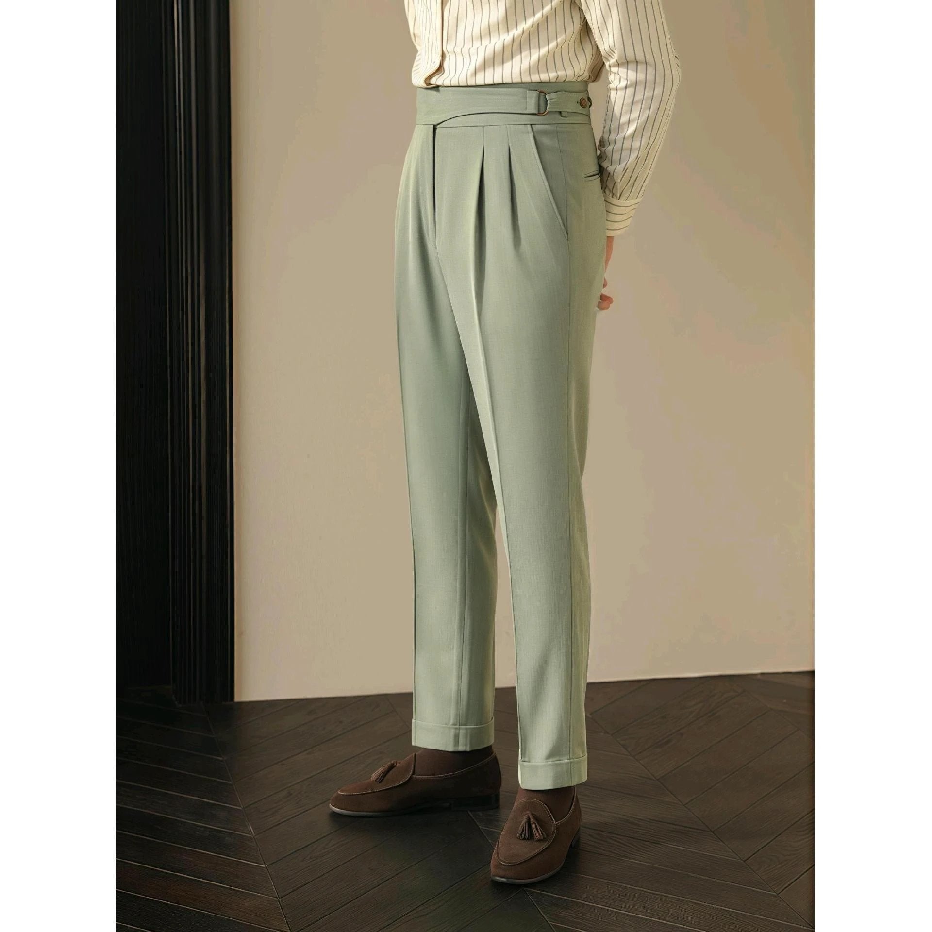 Men's Retro Business Casual Paris Buckle Pants