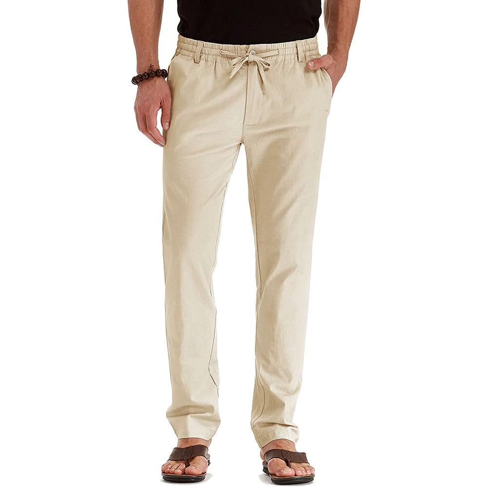 Me's Business Casual Loose Large Size Elastic Waist With Solid Color Pants
